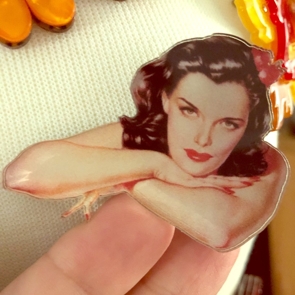 Spiro Spero Designs Pin-Up Ingenue Lucite Brooch